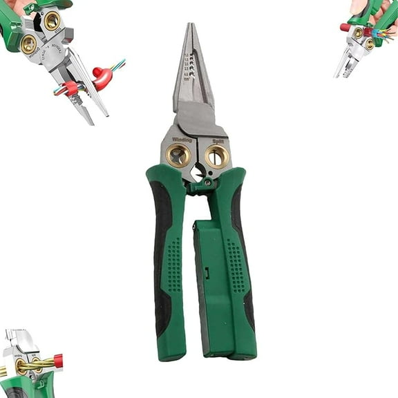 8 in 1 Wire Stripper, 8-in-1 Wire Stripper with Voltage Tester, Electric Wire Stripping Tool for Cutting and Pulling 8 in 1 Super Easy Multi-Function Wire Stripping Pliers (Green)