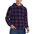 thumbnail image 2 of Pofeuu Purple Black Plaid Print Mens Casual Hooded Collar Drawstring Hoodies Pullover Sweatshirts Casual Long Sleeve Shirts-X-Large, 2 of 7