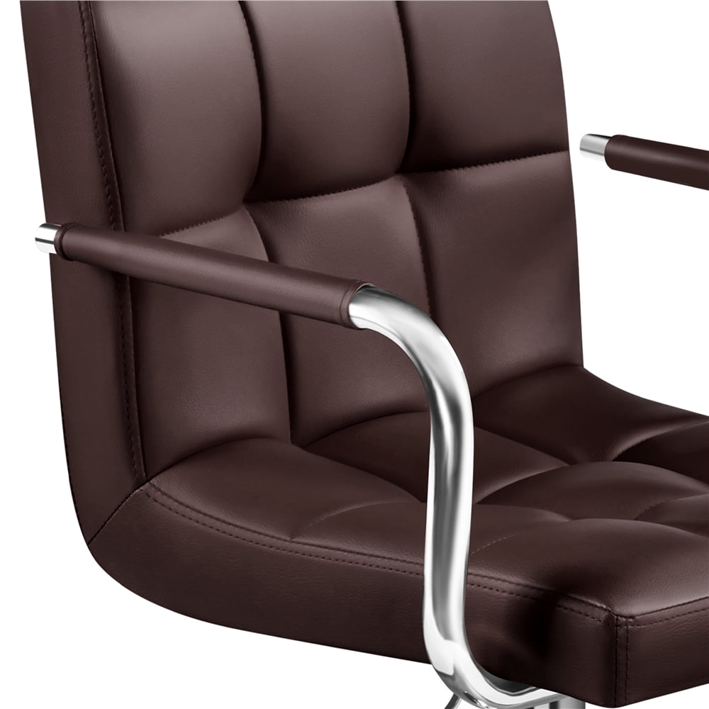 Yaheetech PU Leather Bar Stools with Armrests and Footrest, Set of 4, Brown