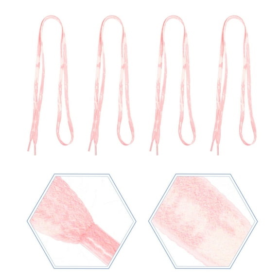 KALLORY 2Pairs Pink Flat Shoelaces for Women and Men Trainers Decorative