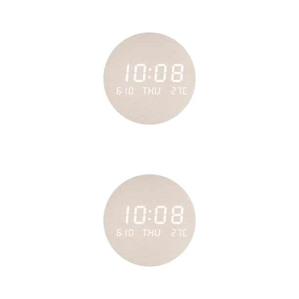 Yuarrent Reloj de pared fácil de leer para una gestión del tiempo sin esfuerzo Reloj de pared digital Reloj despertador Decoración de pared beige 2Conjunto