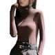 thumbnail image 1 of Camisetas de manga larga con cuello alto para mujer, suéteres casuales ajustados, camisetas con capas, 1 of 5