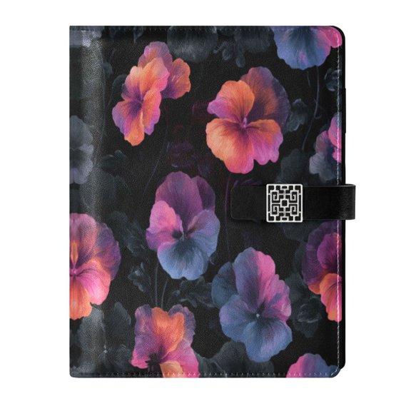 Leather Planner Leather Notebook Notebook Journal Binder Design Pen Pocket Design Convenient for Storage Black Backyard Petals