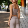 thumbnail image 5 of Women's Square Neck Ribbed Crop Tank Top with Wide Straps - Small, Beige, 5 of 7