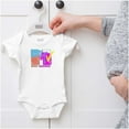 thumbnail image 5 of Retro MTV Color Block Stamps Logo Romper Boys or Girls Infant Baby Brisco Brands NB, 5 of 6