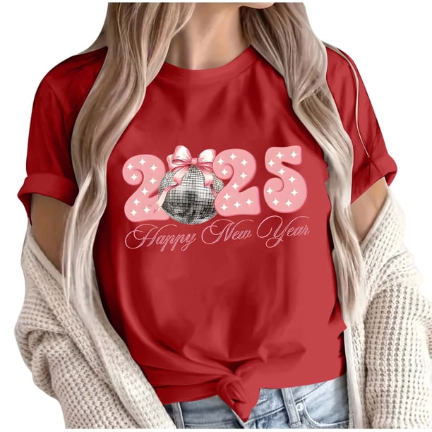Camisetas de Manga Corta para Mujeres, Camiseta de Cuello Redondo Impresa de Moda, Primavera Y Verano Casual