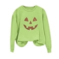 thumbnail image 5 of vzibsiv Womens Pumpkin Face Rhinestone Sweatshirt Halloween Party Wear,Green L, 5 of 5