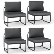 Gymax Patio Chairs Set of 4 w/ Removable Cushions Heavy Duty Metal Frame Poolside