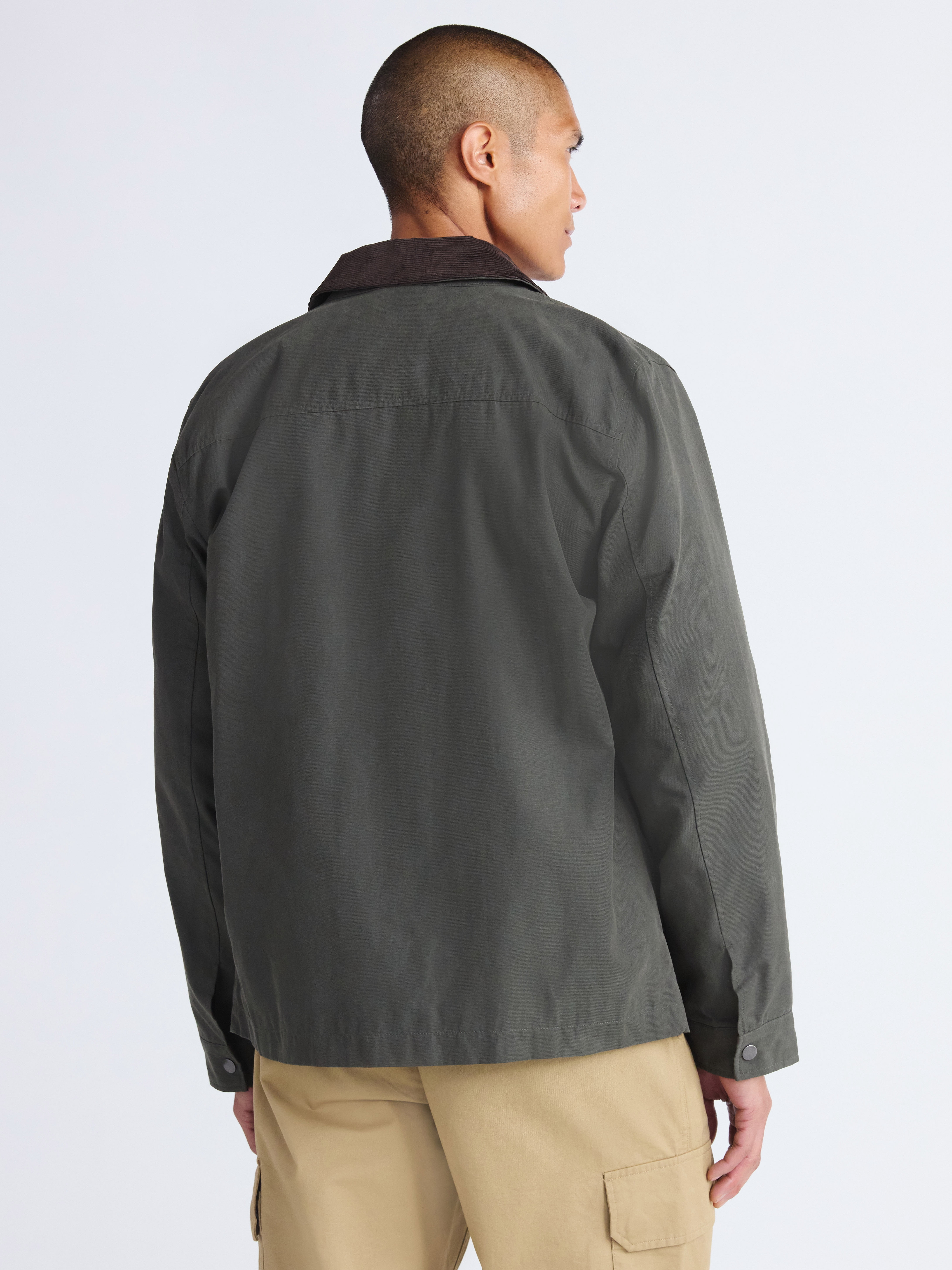 Free Assembly Men's Canvas Barn Jacket with Corduroy Collar, Sizes S-3XL