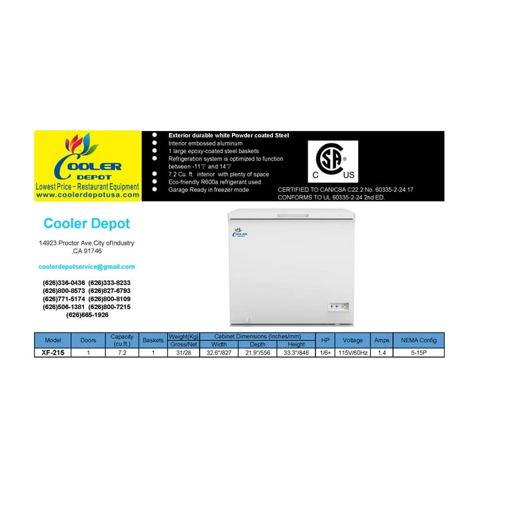 33 in. 7.2 Cu. Ft. Chest Freezer, Deep Freezer with Top Open 33 in. 7.2 Cu. Ft. Chest Freezer, Deep Freezer with Top Open