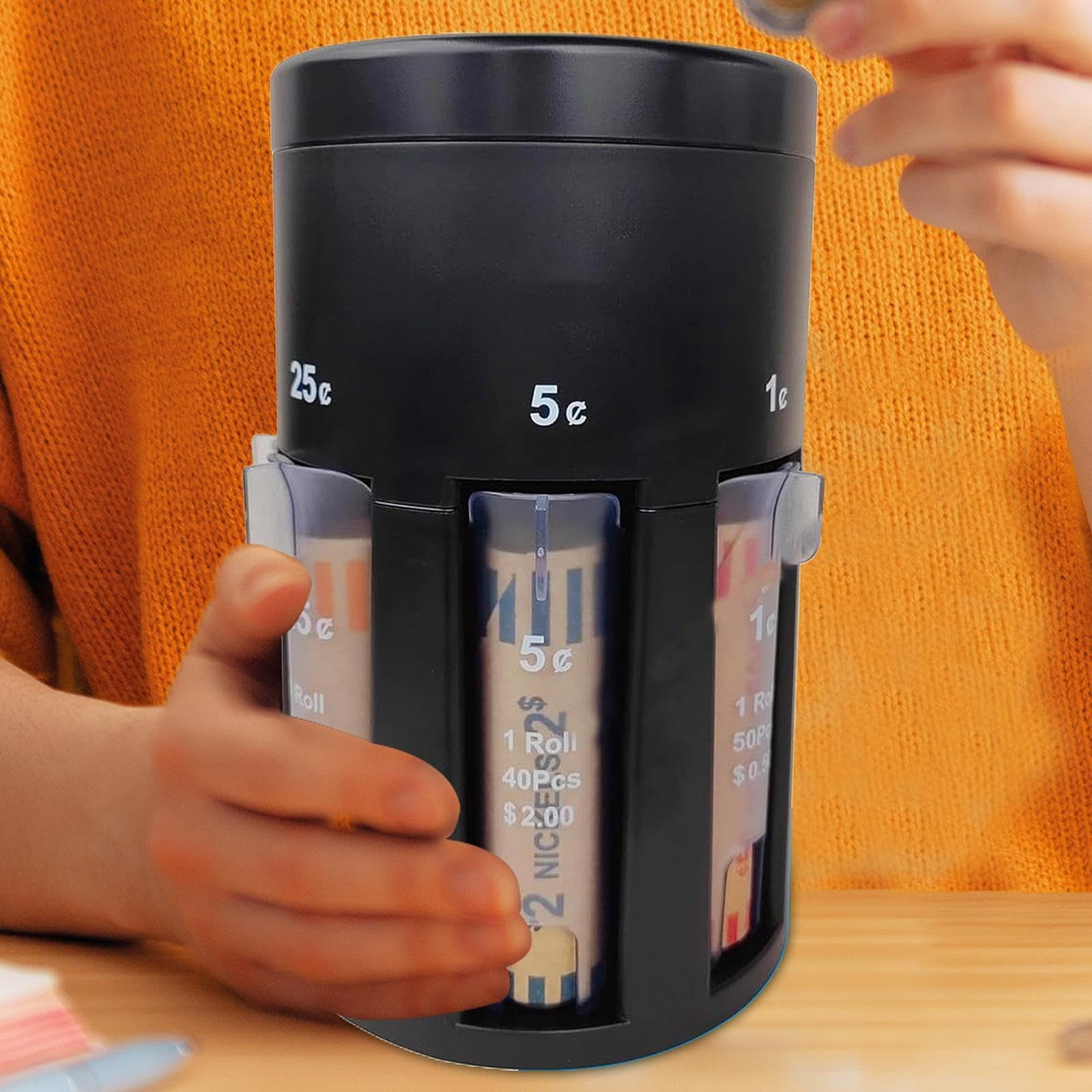 Automatic Coin Sorter With Coin Wrappers, Digital Coin Counter, Coin Organizer Change Counter Machine, Portable Coin Holder Coin Bank Jar Quickly & Accurate