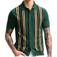thumbnail image 1 of Camisas Casuales de los Hombres de Punto Suelta Camisa de Manga Corta Al Aire Libre, Top de Verano a Rayas con Cuello Plegable, Camisas de Verano de los Hombres, 1 of 7