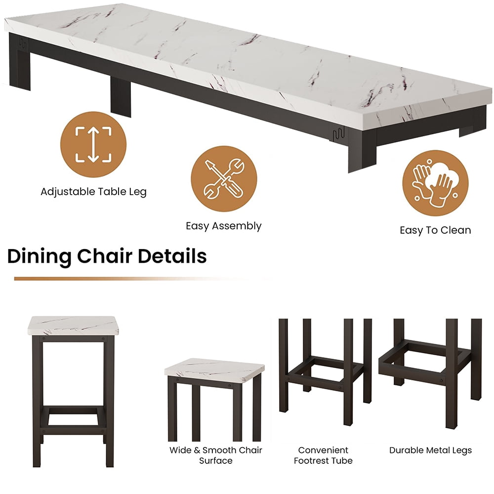 SYNGAR 4 Piece Bar Table Set, Kitchen Counter Height Table with 3 Stools, Space Saving Pub Table Set for 3 Person with Metal Frame, Wood Dining Table & Chair Set for Breakfast Nook Pub Bistro, B948