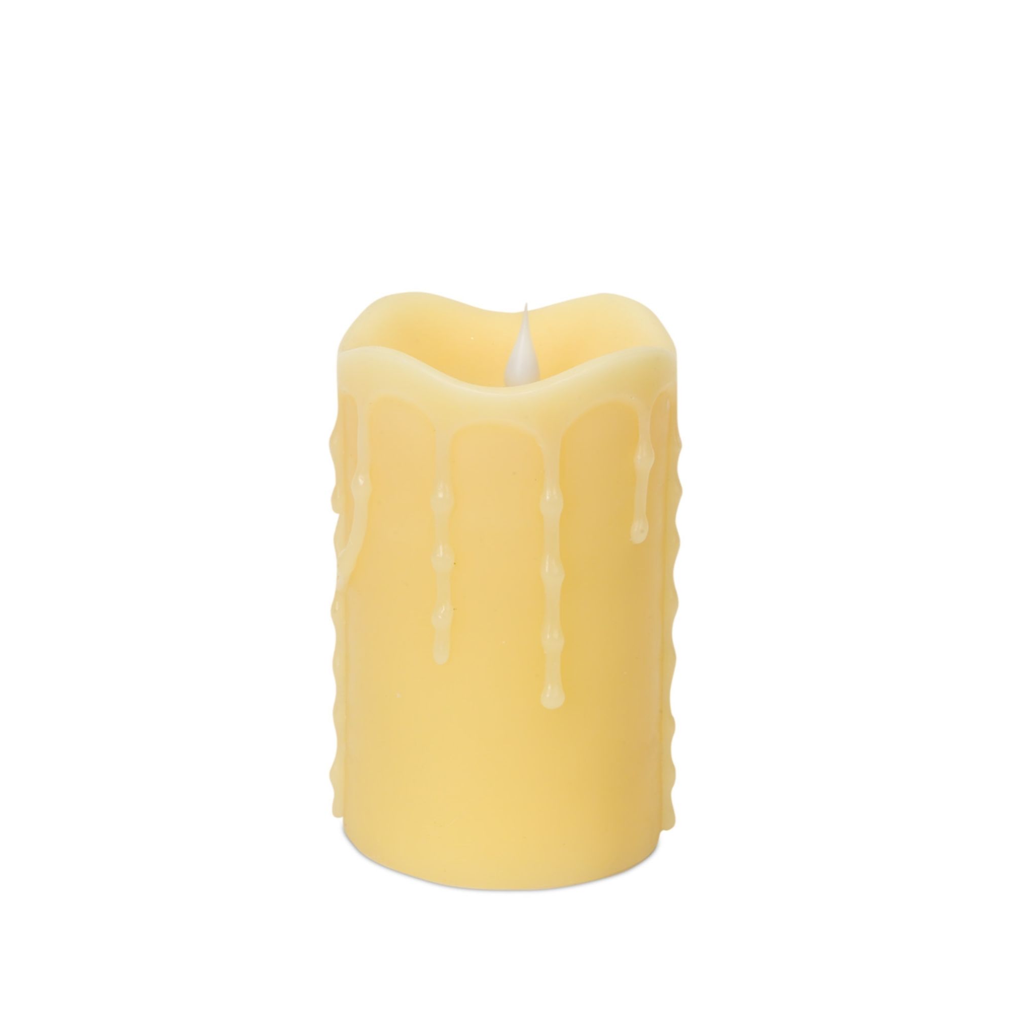 Set of 2 Ivory LED Lighted Flameless Pillar Candles 5"