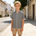 thumbnail image 2 of JAJAHO Boys Button Down Shirt Houndstooth Print Short Sleeve Turndown Collar Shirts For Kids 2-15Y, 2 of 4