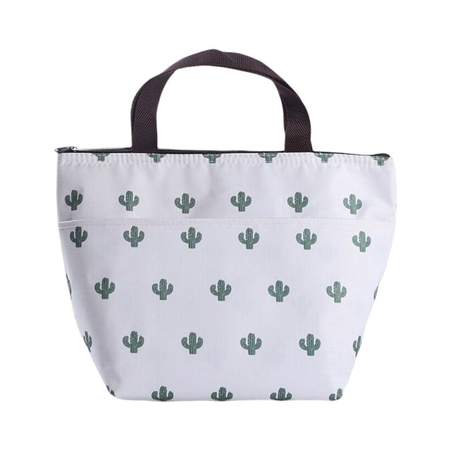 Guardurnaity Fiambrera térmica para el almuerzo, bolsa aislada para Picnic, bolsa de almacenamiento de alimentos, bolso plegable lavable para Bolsas de mensajero y de hombro cactus blanco