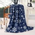 thumbnail image 2 of Dark Blue Christmas Snowflake Pattern Blanket,Comfortable Soft Lamb Wool Throw Blanket,All Season,Warm Lightweight Blankets for Sofa Bed Couch Living Room Chair,60"x80", 2 of 4