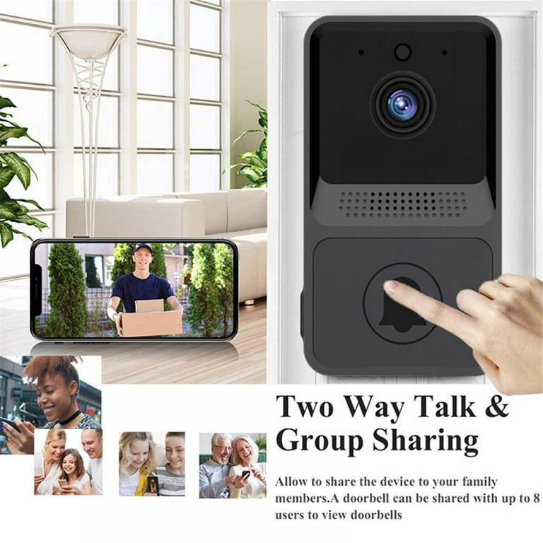 Mini Wireless Doorbell Camera WiFi Smart Home Security Camera with Chime,  Black