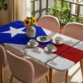 thumbnail image 3 of Puerto Rican Flag Table Cloths for 3 Foot Rectangle Tables, Vintage Geometric Art Wooden Patio Waterproof Elastic Fitted Tablecloths, Washable Rectangular Table Cover for Camping, 3 of 8