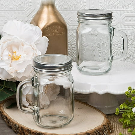 - 12 Ounce Perfectly Plain Glass Mason Jar with Handle from Fashioncraft