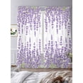 thumbnail image 3 of Purple Lavender Sheer Curtains for Living Room Bedroom, Pastoral Flowers Leaf Idyllic Plants Light Filtering Sheer Curtains, Rod Pocket Voile Window Drapes, 2 Panels Set 52"x 96", 3 of 7