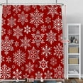 thumbnail image 2 of Red Fallen Snowflake Bathroom Shower Curtain Set Snow Winter Holiday Merry Christmas Decorative Bathroom Curtains 72x84 Inch with Hooks Waterproof Polyester Bath Curtains Shower with Hooks, 2 of 6