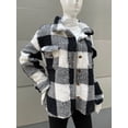 thumbnail image 3 of Chaqueta de terciopelo de peluche Chaqueta cálida a cuadros Chaqueta de cuadros de felpa mullida, 3 of 6