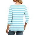 thumbnail image 4 of Womens V Neck T Shirts, 3/4 Sleeve Shirts for Women Fall Casual Loose Fit Striped Printed T-Shirts Dressy Blouses S-2XL, 4 of 8