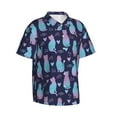 thumbnail image 2 of Balery Silhouette Cats Print Men's Hawaiian Shirts Short Sleeve Beach Shirt Relaxed Fit Vacation Button Down Shirts-Small, 2 of 9