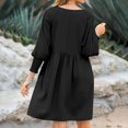 thumbnail image 6 of Aellinatey Womens Fall Dresses Casual Tunic Dress Short Sleeve Crew Neck Flowy Babydoll Dress, 6 of 9