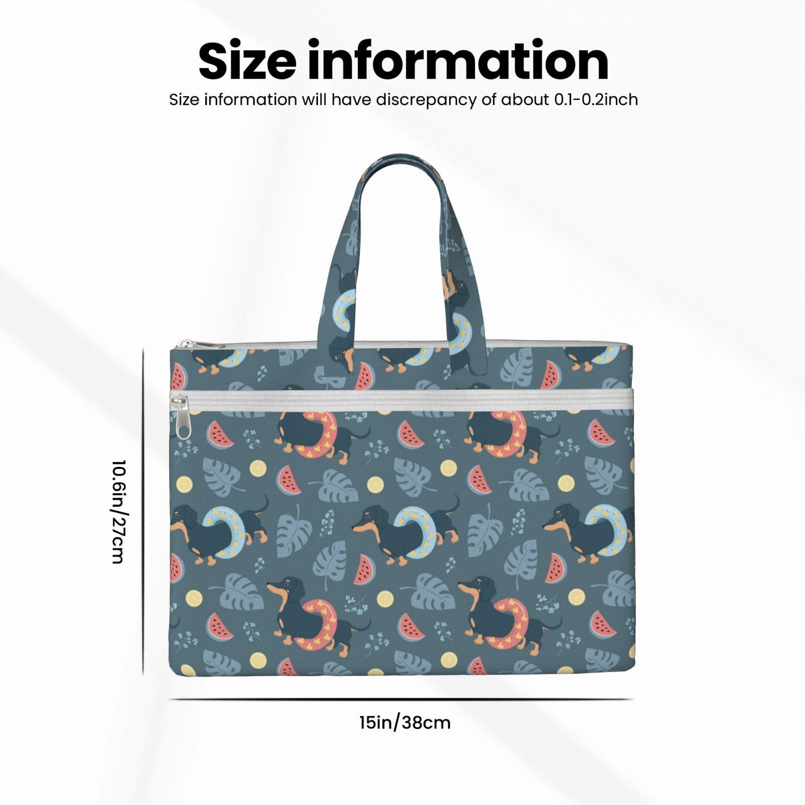 Kdxio Watermelons Dachshunds File Tote Document Bag Business Briefcase Bag Document Organizer Tote Briefcase for Letter A4 Files Business Teacher Office Bag