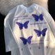 thumbnail image 4 of Camiseta con estampado de mariposa para mujer, camiseta de manga corta de gran tamaño, Top informal gótico Y2k, Tops Vintage para mujer, camiseta gótica, 4 of 5