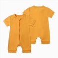 thumbnail image 2 of KPOPLK Newborn Unisex Jumpsuit Romper Soft Bodysuit One-Piece Short Sleeve Letter Print Clothes for 3M 6M 9M 12M 18M 24M Size 3-6 Months,Yellow, 2 of 9