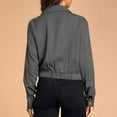 thumbnail image 3 of Womens Cropped Jackets Buckle Down Long Sleeve Blazer Lapel Long Sleeve Blouses Tops with Mutil Pockets Drawstring Adjustable Blouses Tops Fall Winter Outfits Y2K Clothes, 3 of 6