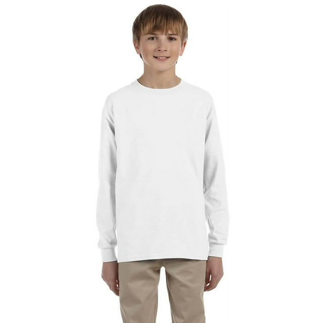 Jerzees T-Shirt à Manches Longues pour Jeunes - 29BL - Grand - Blanc