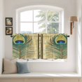 thumbnail image 3 of Retro Peacock Feathers Tier Curtains, Vintage Abstract Art Light Filtering Kitchen Curtains, 2Pcs Rod Pocket Half Window Treatments Panels for Sink Cafe Cabinet Camper 27.5x24 Inches, 3 of 9