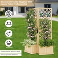 thumbnail image 4 of Outdoor Privacy Screen with Planter Box - 2-Panel Freestanding Garden Fence,41"x10"x65" Tall Outdoor Divider with Drain Holes & Raised Bed for Patio,Deck & Backyard (Natural Wood), 4 of 7