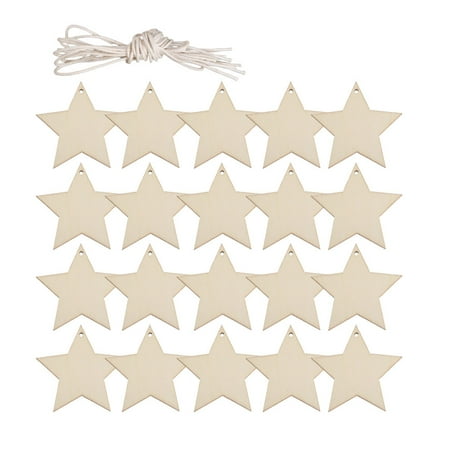 

Christmas Wooden Wood Ornament Tree Hanging Star Embellishment Decor Shape Slice Cutout Discs Tag
