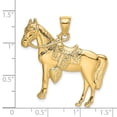 thumbnail image 2 of 14k Gold Horse Standing With Saddle 2-d Charm 40.7x37.35mm Wide Pendant Necklace for Women, 2 of 2