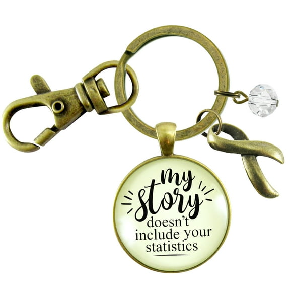 Survivor Gutsy Goodness Bronze Keychain My Story Doesn't Include Statistics Funny Jewelry