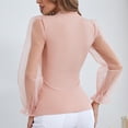 thumbnail image 4 of Haut à Manches Longues en Polyester à Bordure en Dentelle Fluide Mode Multicolore pour Femmes (Rose, m), 4 of 6