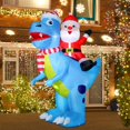 thumbnail image 5 of 8FT Dinosaur Christmas Inflatable, Christmas Inflatables Outdoor Decoration, Santa Claus Rides a Dinosaur Christmas Inflatable with Built-in Led Lights for Outdoor Party Lawn Garden Decoration, 5 of 6