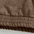 thumbnail image 5 of Men Stand Collar Suede Jacket, Zip Up Long Sleeve Coat Lightweight Windproof Outerwear Brown XXL(XXL), 5 of 9