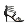 thumbnail image 3 of BLISSFUL STEP Women's Shoes Stiletto Heel Open Toe Ankle Strap Rhinestone Buckle Sandals Black 6, 3 of 7