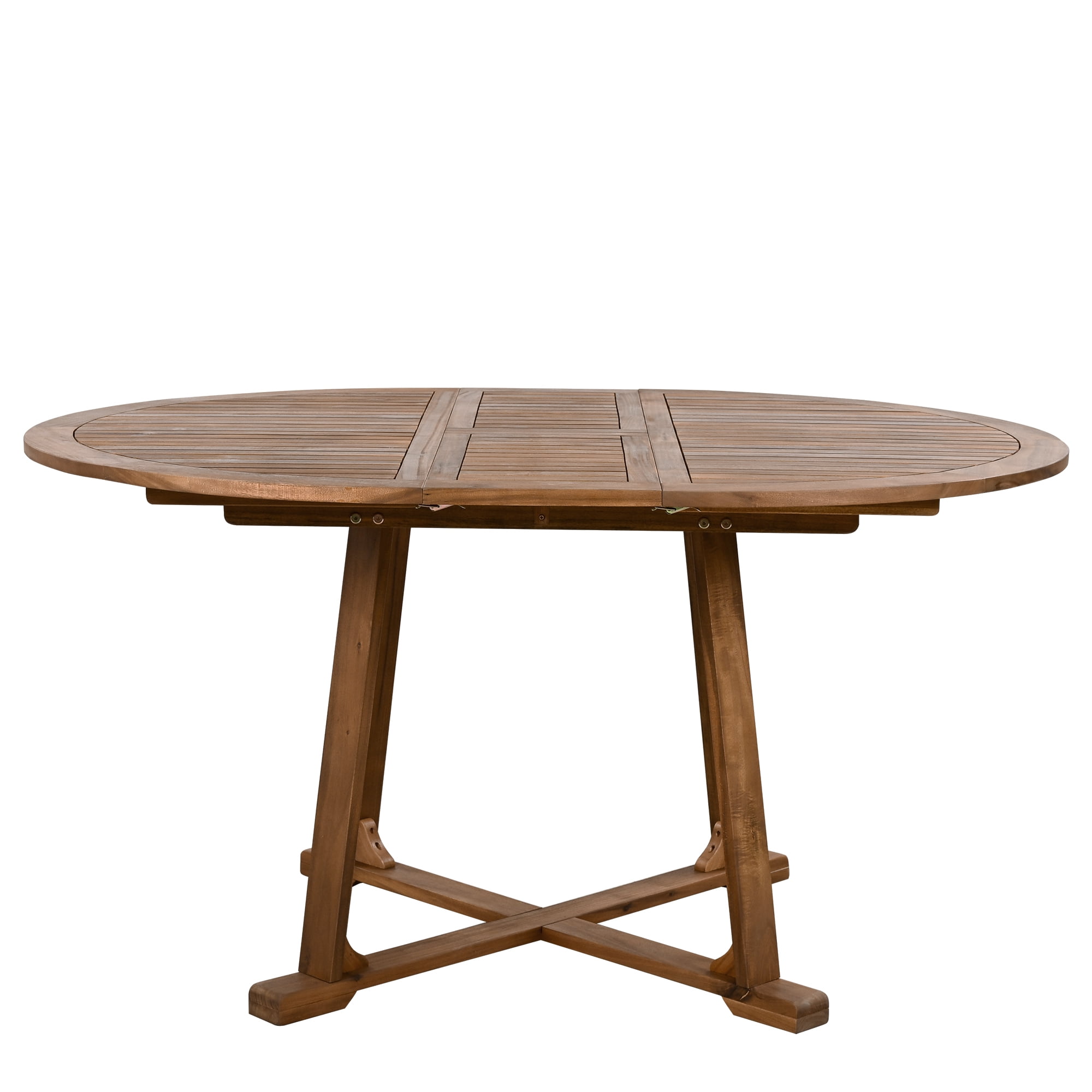 Harper & Bright Designs Patio Extendable Dining Table Set for 4, Outdoor Dining Furniture with Foldable Leaf Table and 4 Rattan Arm Chairs for Backyard Garden, Natural