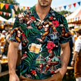 thumbnail image 2 of XIAOCHA Men's Oktoberfest Print Button Down Shirt Short Sleeve Party Hawaiian Shirt, 2 of 4