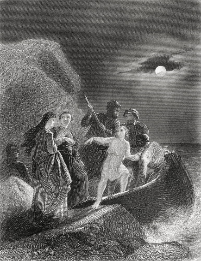The Escape From Ireland Of Gerald Fitzgerald In 1539 Gerald Fitzgerald 11Th Earl Of Kildare 1525 To 1585 Irish Peer Drawn By H Warren From History Of Ireland Published C1854 Canvas Art - Ken Welsh De