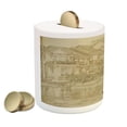 thumbnail image 2 of Vintage Boat Piggy Bank, Vietnam Scenery with a Traditional Ship Sailing on River Culture View, Ceramic Coin Bank Money Box for Cash Saving, 3.6" X 3.2", Sepia Beige, by Ambesonne, 2 of 4