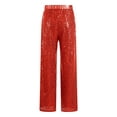 thumbnail image 4 of HULIJA Kids Girls Sequin Modern Jazz Dance Pants Disco Party Flared Trousers Wide Leg Bell Bottoms Red 16, 4 of 7