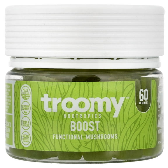 Troomy Nootropics Boost, Functional Mushrooms Gummies, Lemon Lime, 60 Gummies